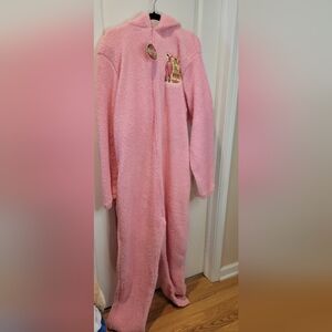 Unisex A Christmas Story Pajamas Pink Bunny Warm Fleece One Piece Zip Size 2XL
